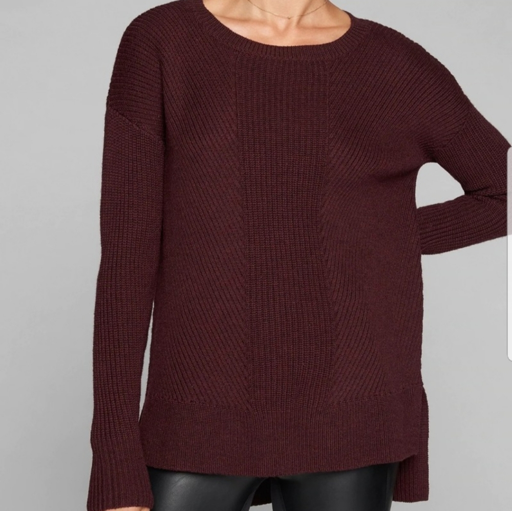 Athleta Merino Wool Knit Turtleneck Burgundy Tunic